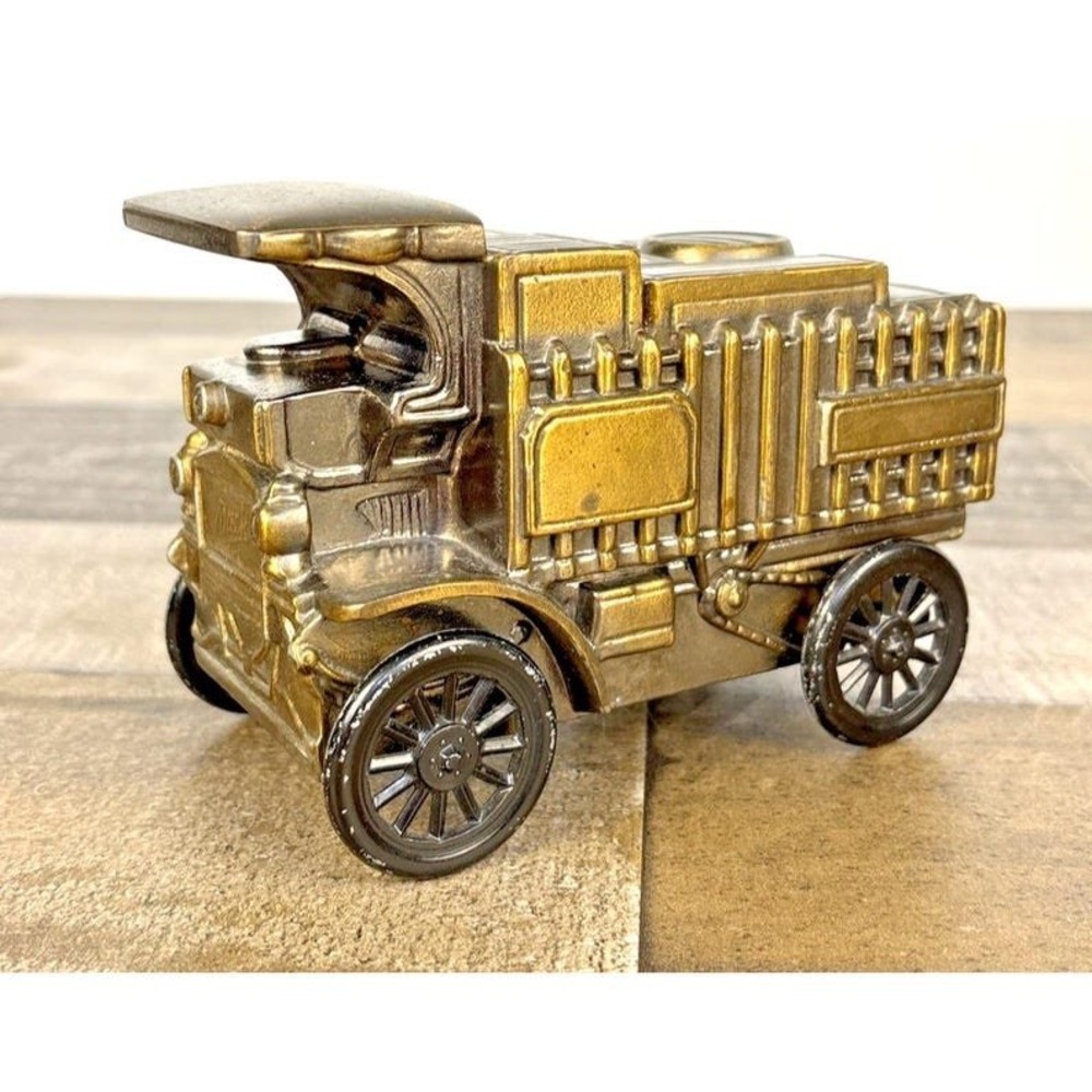 Banthrico 1906 Mack Truck Coin Bank Bronze Diecast Metal Vtg automotive